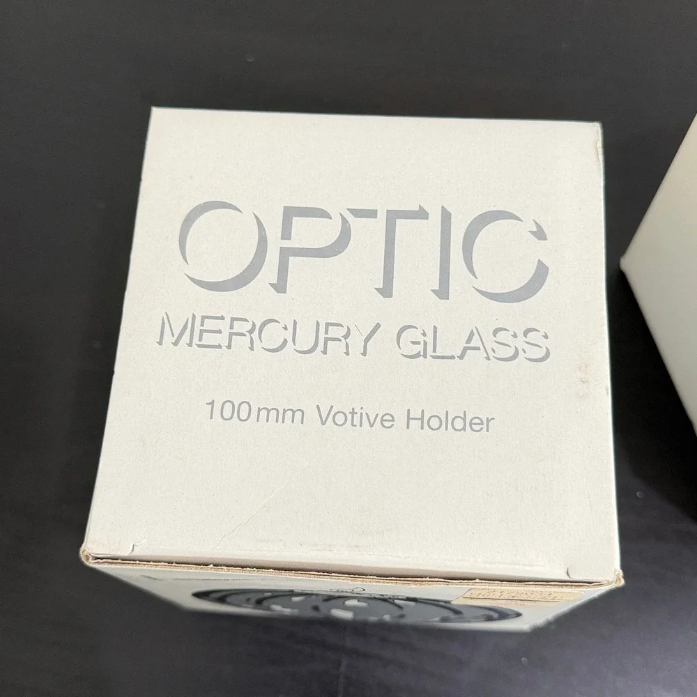 Dept 56 Optic Mercury Glass Votive Holder Set of 2 Handblown Silver 100mm
